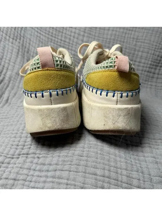 LUCKY STEP Women's Platform Sneakers Pink/Yellow Multi Knit Walking Shoes Sz 9 - Picture 9 of 9